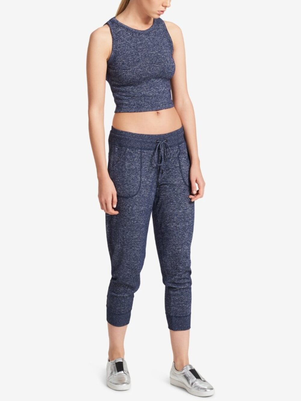 DKNY Womens Sport Cropped Melange Tank Top